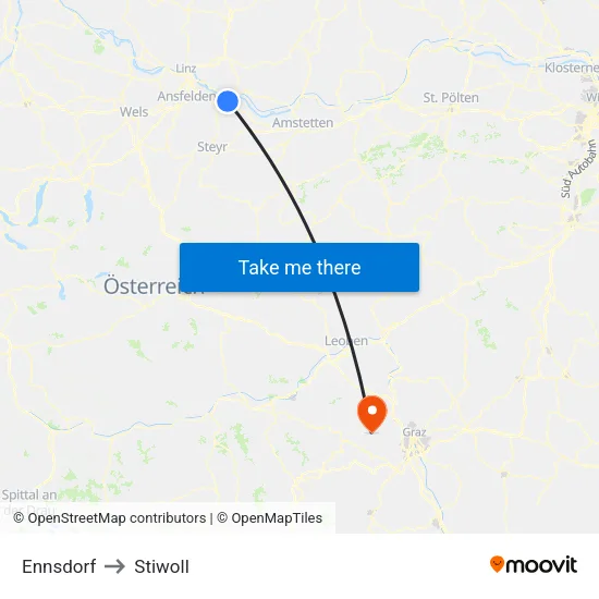 Ennsdorf to Stiwoll map