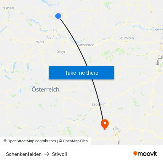 Schenkenfelden to Stiwoll map