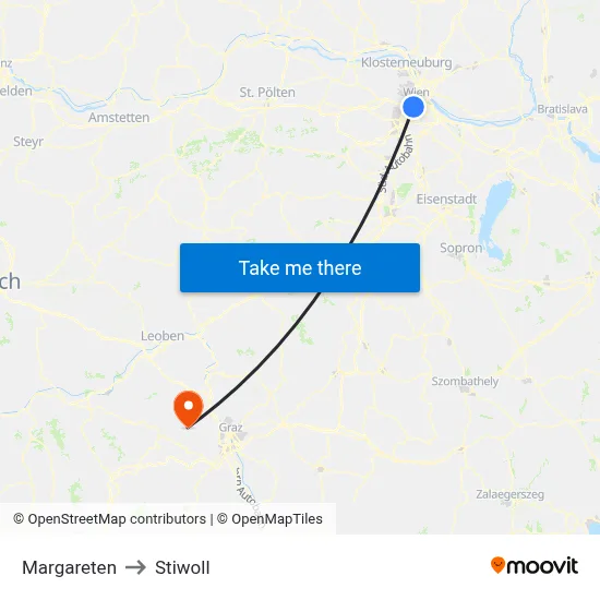 Margareten to Stiwoll map