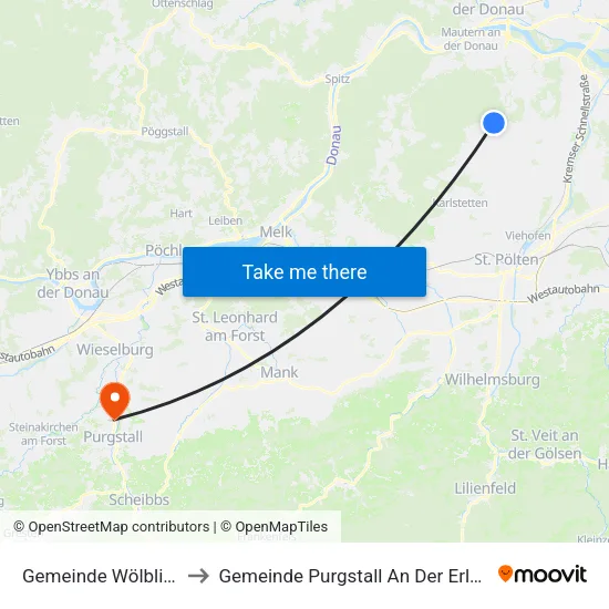 Gemeinde Wölbling to Gemeinde Purgstall An Der Erlauf map