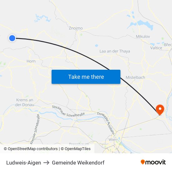 Ludweis-Aigen to Gemeinde Weikendorf map