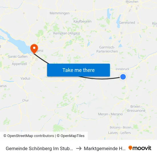 Gemeinde Schönberg Im Stubaital to Marktgemeinde Hard map