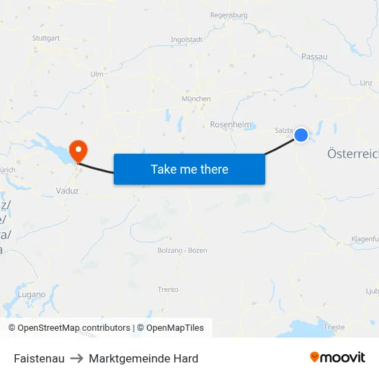 Faistenau to Marktgemeinde Hard map