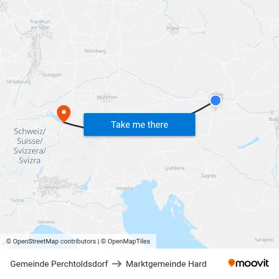 Gemeinde Perchtoldsdorf to Marktgemeinde Hard map