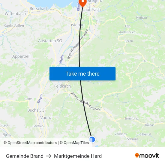 Gemeinde Brand to Marktgemeinde Hard map