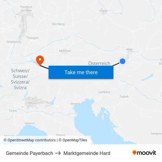 Gemeinde Payerbach to Marktgemeinde Hard map