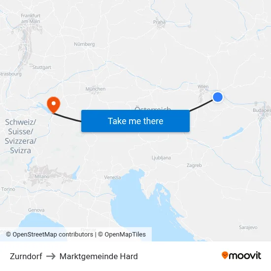 Zurndorf to Marktgemeinde Hard map