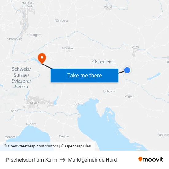 Pischelsdorf am Kulm to Marktgemeinde Hard map