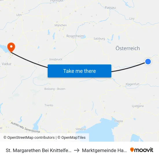 St. Margarethen Bei Knittelfeld to Marktgemeinde Hard map