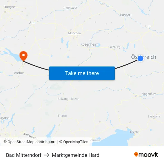Bad Mitterndorf to Marktgemeinde Hard map
