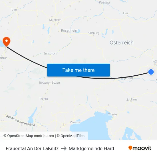 Frauental An Der Laßnitz to Marktgemeinde Hard map