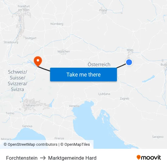 Forchtenstein to Marktgemeinde Hard map