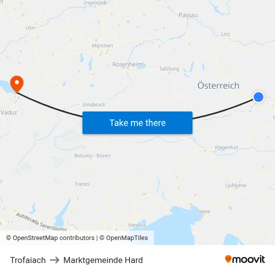 Trofaiach to Marktgemeinde Hard map