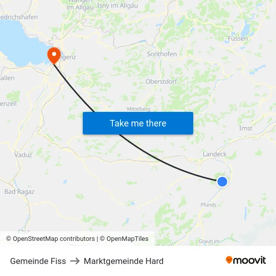 Gemeinde Fiss to Marktgemeinde Hard map