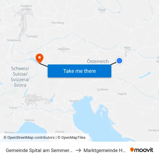 Gemeinde Spital am Semmering to Marktgemeinde Hard map