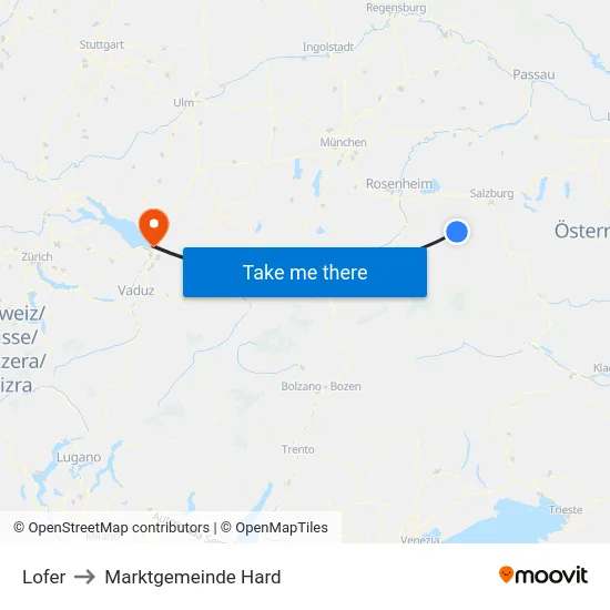 Lofer to Marktgemeinde Hard map
