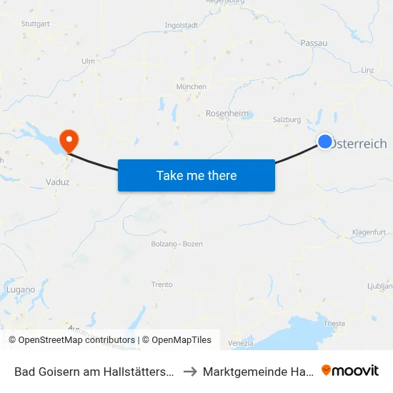 Bad Goisern am Hallstättersee to Marktgemeinde Hard map