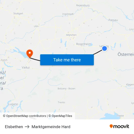 Elsbethen to Marktgemeinde Hard map