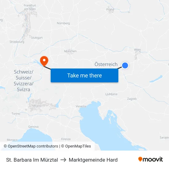 St. Barbara Im Mürztal to Marktgemeinde Hard map