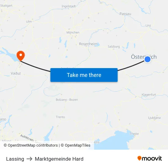 Lassing to Marktgemeinde Hard map