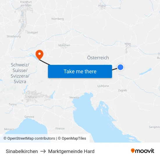 Sinabelkirchen to Marktgemeinde Hard map