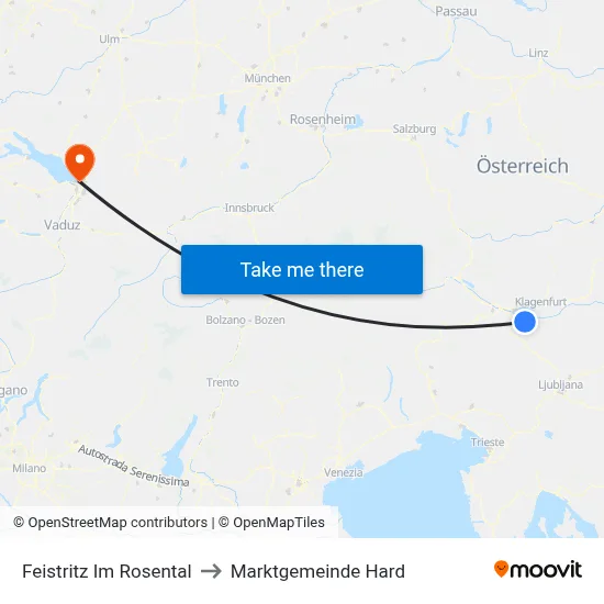 Feistritz Im Rosental to Marktgemeinde Hard map