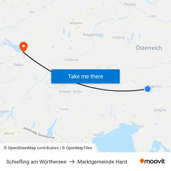 Schiefling am Wörthersee to Marktgemeinde Hard map