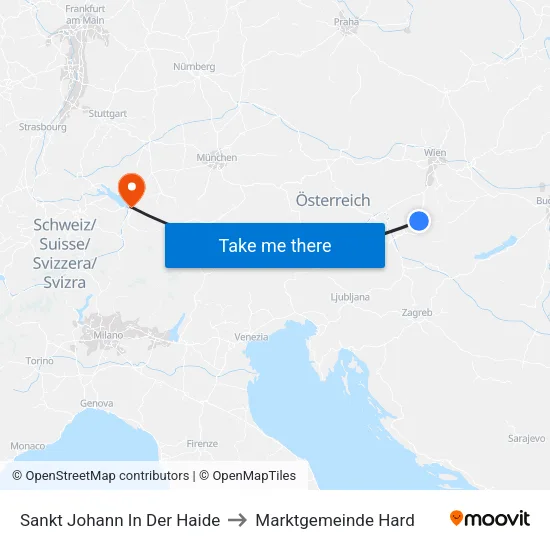Sankt Johann In Der Haide to Marktgemeinde Hard map