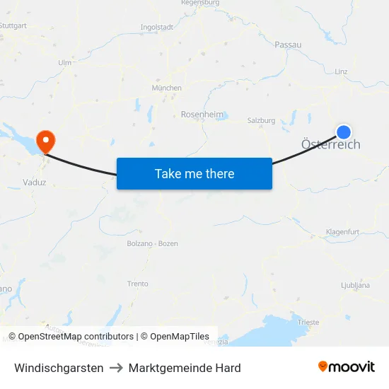 Windischgarsten to Marktgemeinde Hard map