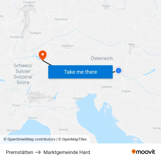 Premstätten to Marktgemeinde Hard map