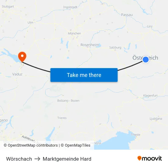 Wörschach to Marktgemeinde Hard map