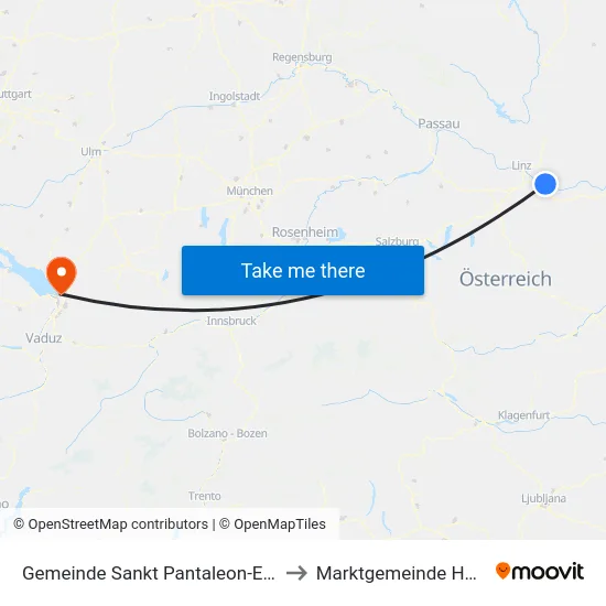 Gemeinde Sankt Pantaleon-Erla to Marktgemeinde Hard map