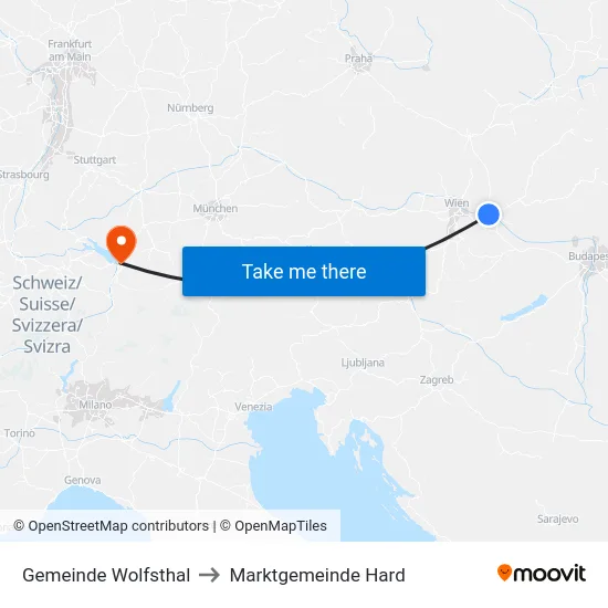 Gemeinde Wolfsthal to Marktgemeinde Hard map