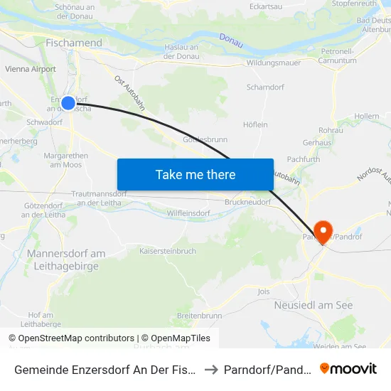 Gemeinde Enzersdorf An Der Fischa to Parndorf/Pandrof map