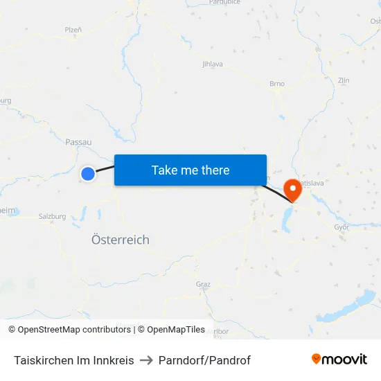 Taiskirchen Im Innkreis to Parndorf/Pandrof map