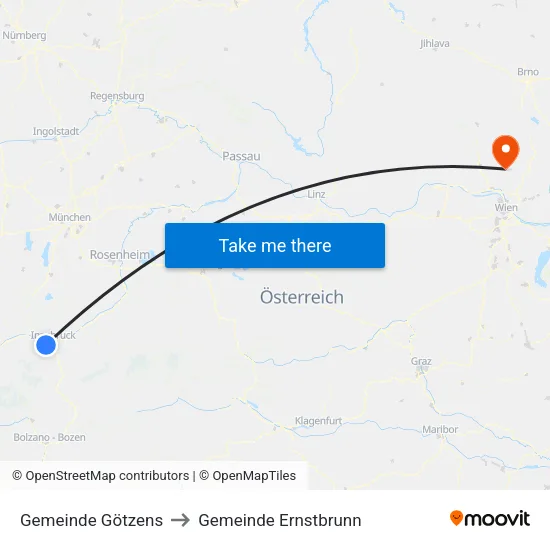 Gemeinde Götzens to Gemeinde Ernstbrunn map