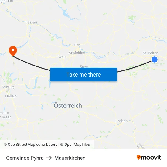 Gemeinde Pyhra to Mauerkirchen map