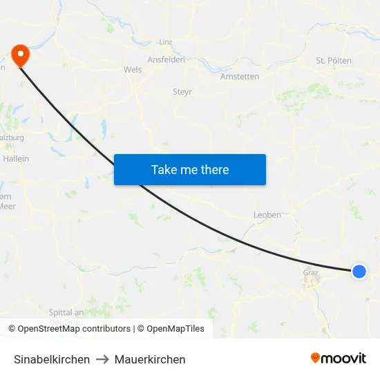Sinabelkirchen to Mauerkirchen map
