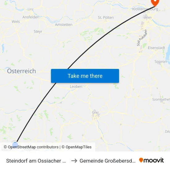 Steindorf am Ossiacher See to Gemeinde Großebersdorf map