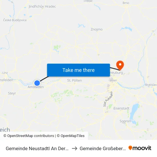 Gemeinde Neustadtl An Der Donau to Gemeinde Großebersdorf map