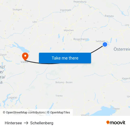 Hintersee to Schellenberg map