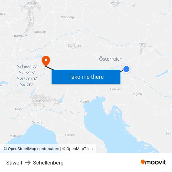 Stiwoll to Schellenberg map
