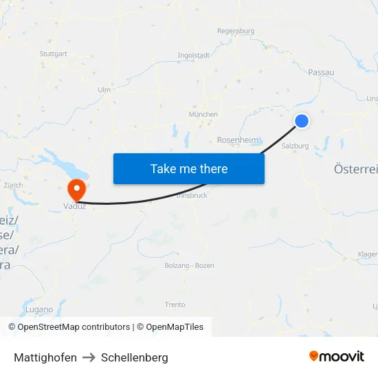 Mattighofen to Schellenberg map