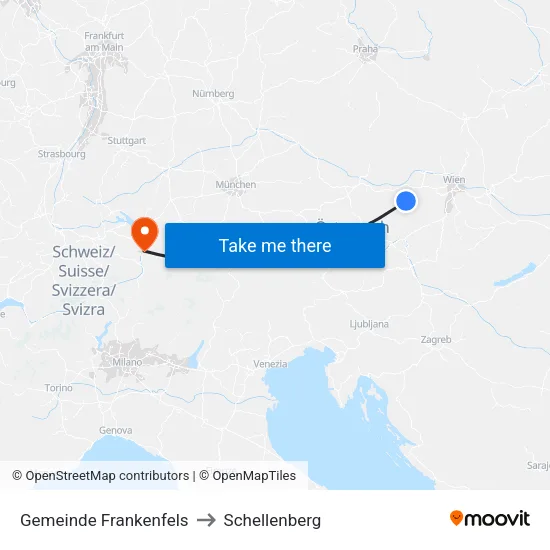 Gemeinde Frankenfels to Schellenberg map