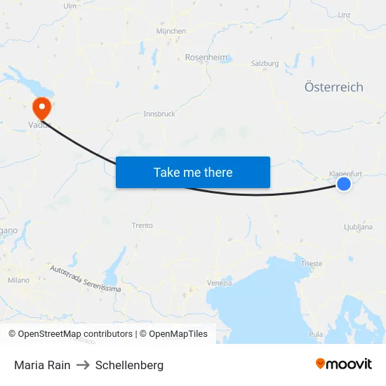 Maria Rain to Schellenberg map