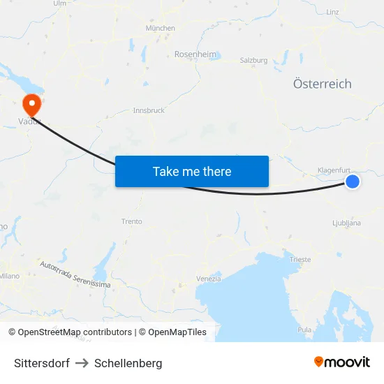 Sittersdorf to Schellenberg map