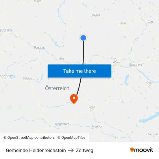Gemeinde Heidenreichstein to Zeltweg map
