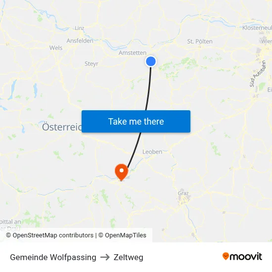 Gemeinde Wolfpassing to Zeltweg map