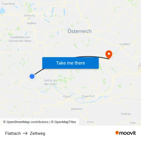 Flattach to Zeltweg map