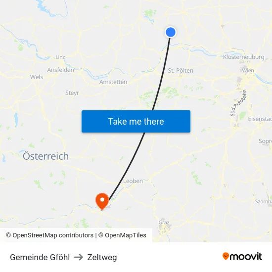 Gemeinde Gföhl to Zeltweg map